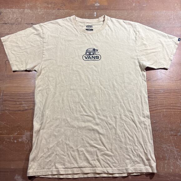 Vans T-Shirt Mens Large Beige Armadillo Graphic Logo Tee Skate Classic Fit Cotto - Picture 1 of 6